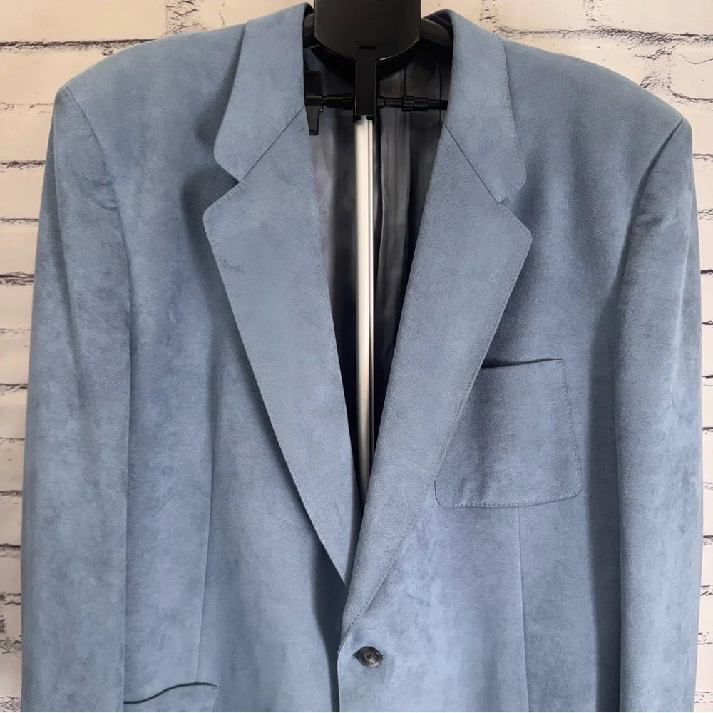 Vintage Ultrasuede Blue Blazer ACTWU‎ Union Made USA Oversized XL Minimalist